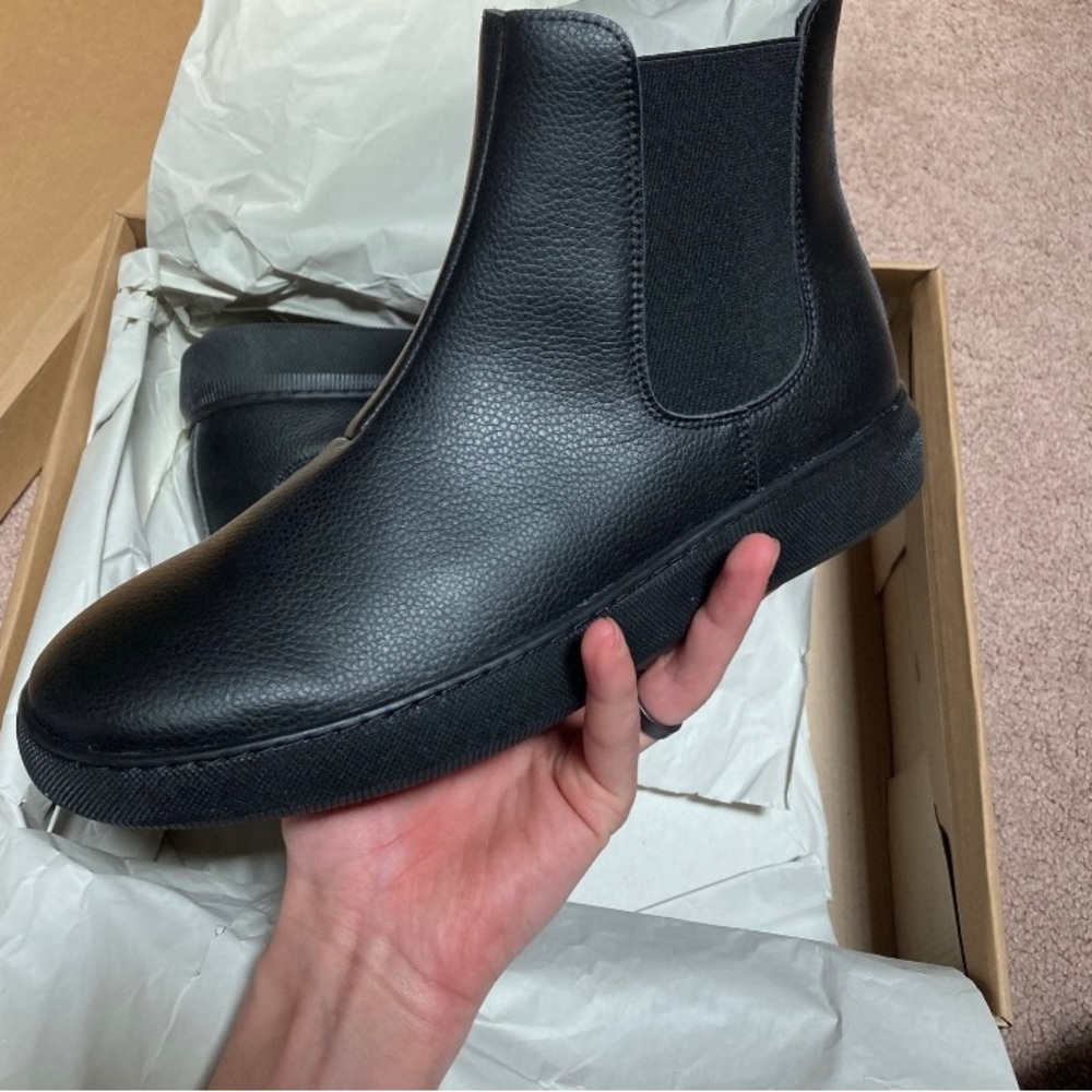 Brand new Humans Are Vein men’s vegan black Chelsea boots